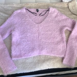 DIVIDED H&M -Fuzzy Knit Jumper Pink -Size S runs loose and stretchy could fit M